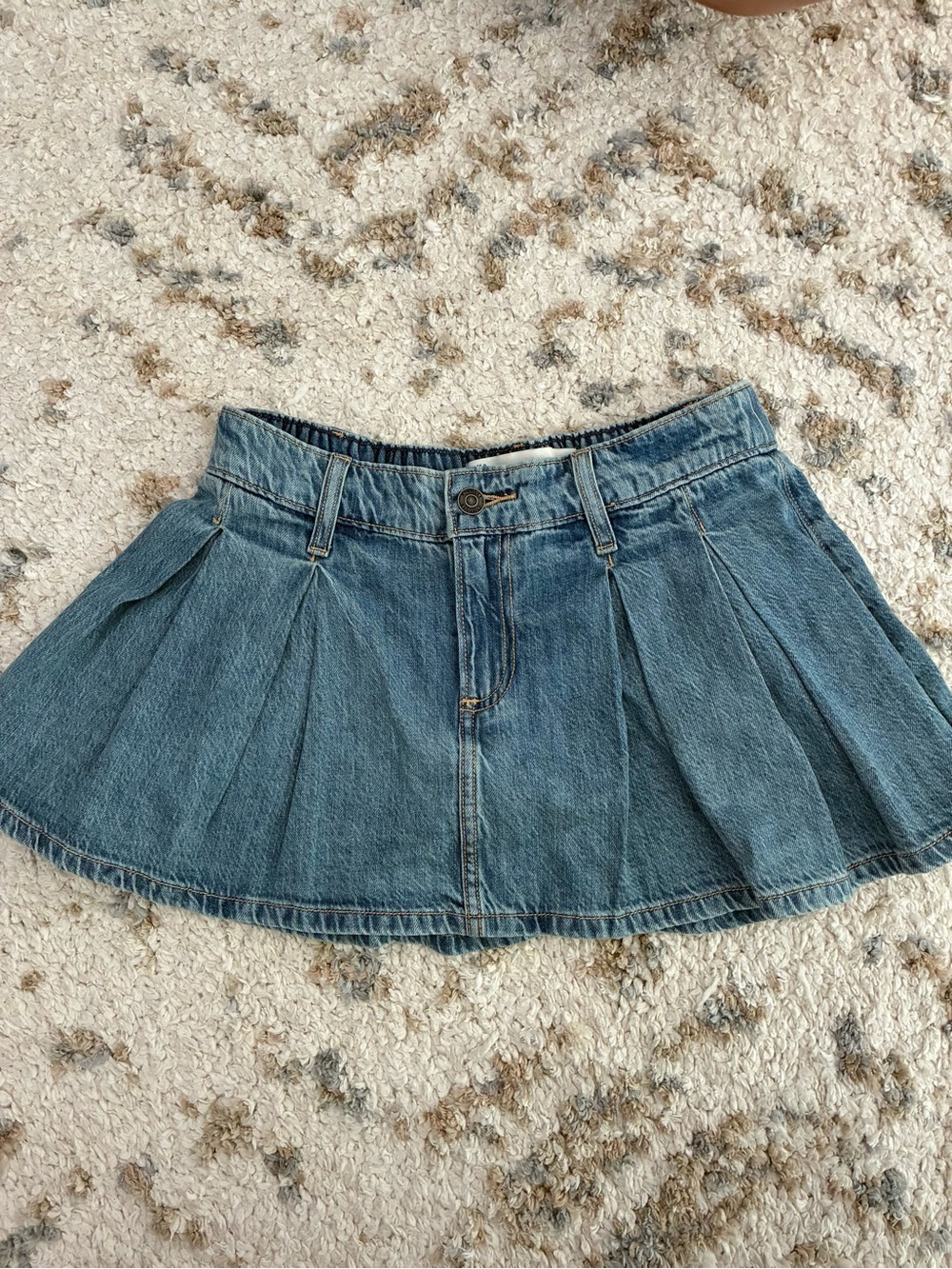 Hollister Blue Denim Pleated Mini Skort